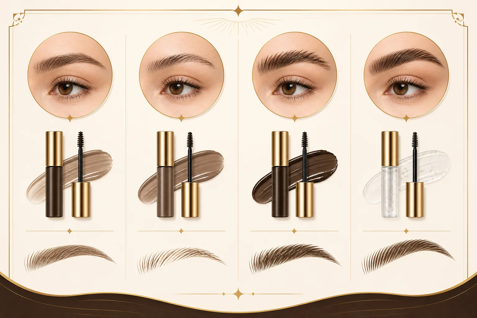 Choosing eyebrow gel by brow need, from natural finish to strong hold and fullness