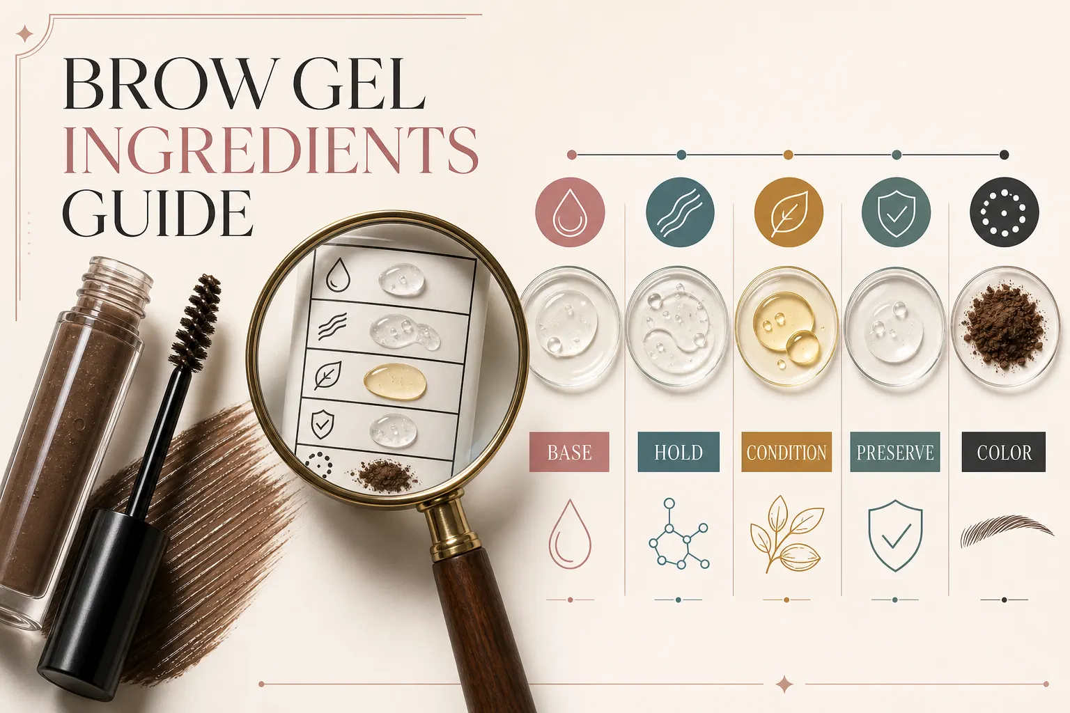 Ingredient glossary for common brow gel formula terms