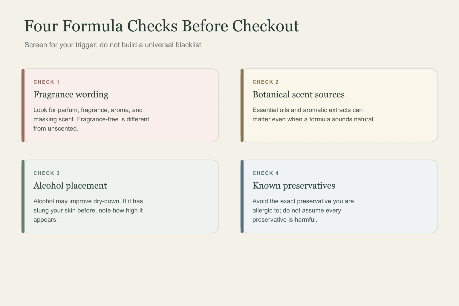 Four ingredient checks for sensitive skin brow gel formulas