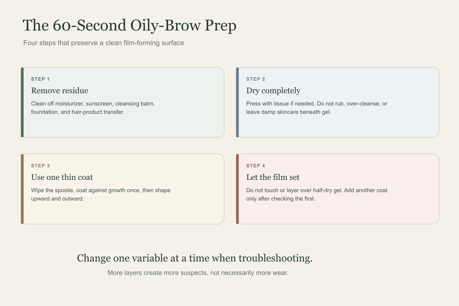 Four-step prep routine to help eyebrow gel last longer on oily skin